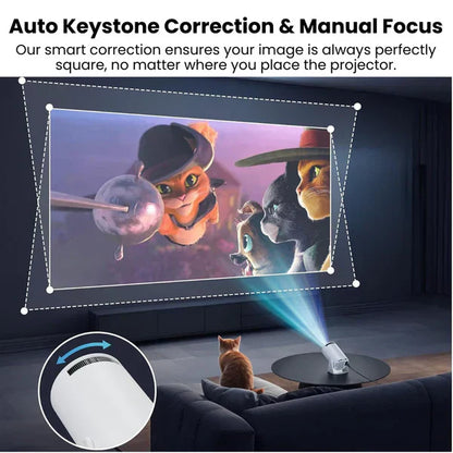 Zenith: Portable WiFi-Enabled HD Smart Projector with 4K Support, Built-in Apps (YouTube, Netflix, Prime), Rotatable Design & 100" Max Display