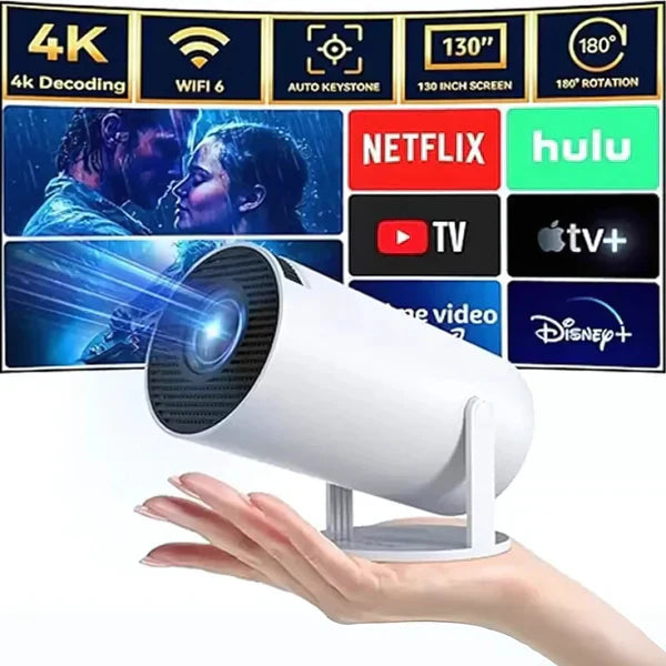 Portable Smart Projector with Built-in Apps YouTube, Netflix, Prime.