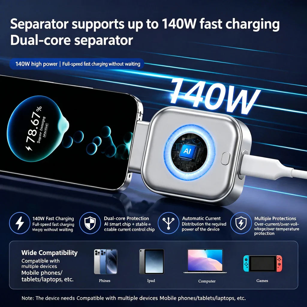 140W Fast Charging Separator Type-C