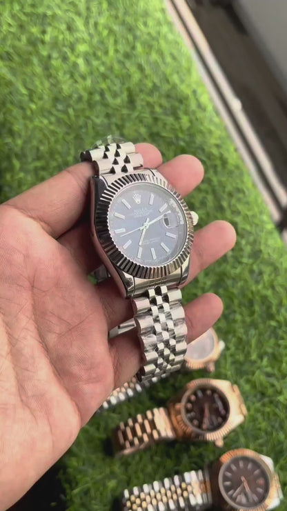 RLX Date-Time Luxury Watche - (Silver-Blue)