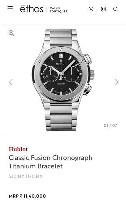 Hublot Classic Fusion Chronograph Titanium Watch