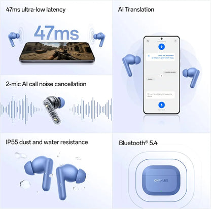 OnePlus Nord Buds 3r TWS Earbuds up to 54 Hours Playback, 2-mic Clear Calls, 3D Spatial Audio, Al Translation, 12.4mm Drivers, Dual-Device Connectivity, 47ms Low Latency