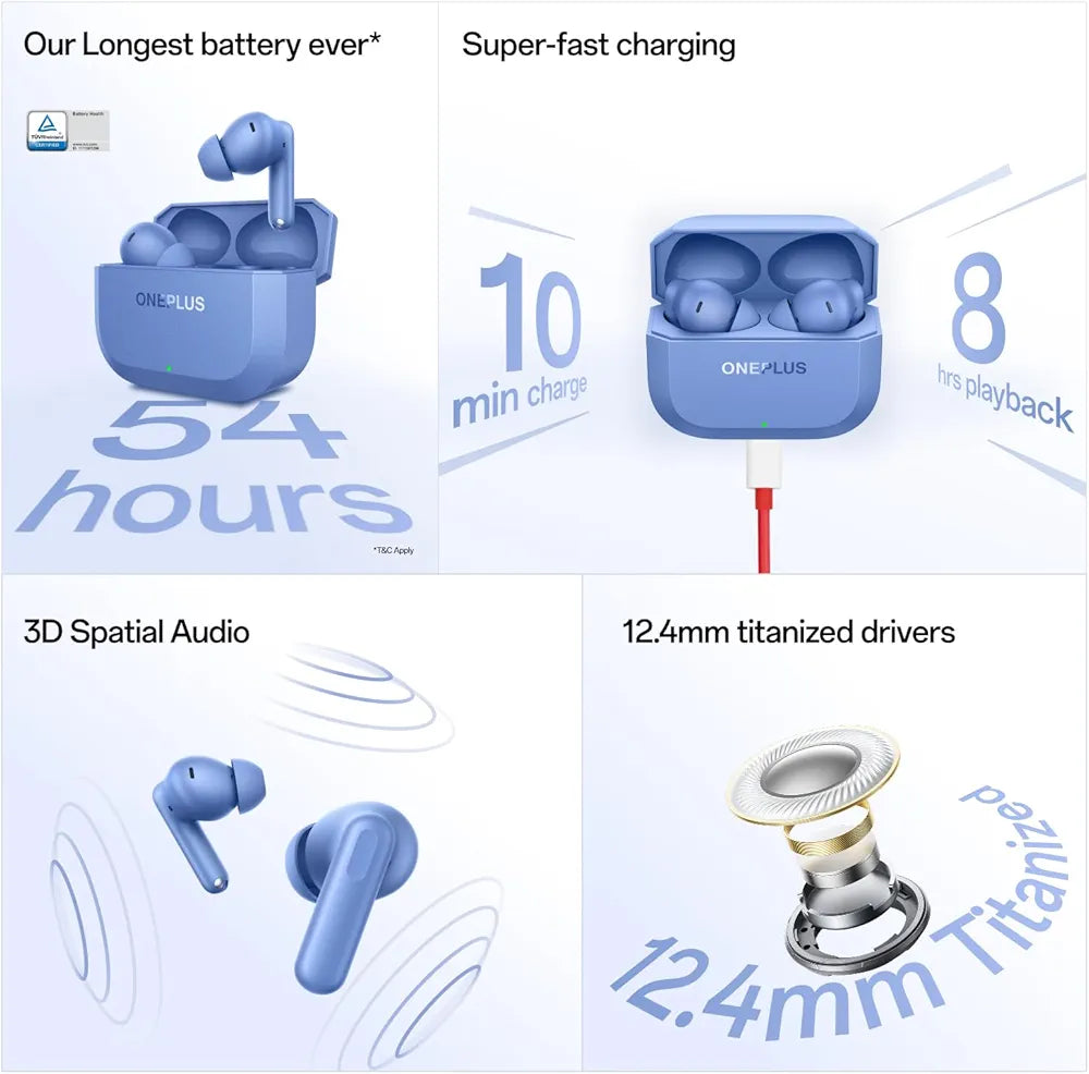 OnePlus Nord Buds 3r TWS Earbuds up to 54 Hours Playback, 2-mic Clear Calls, 3D Spatial Audio, Al Translation, 12.4mm Drivers, Dual-Device Connectivity, 47ms Low Latency
